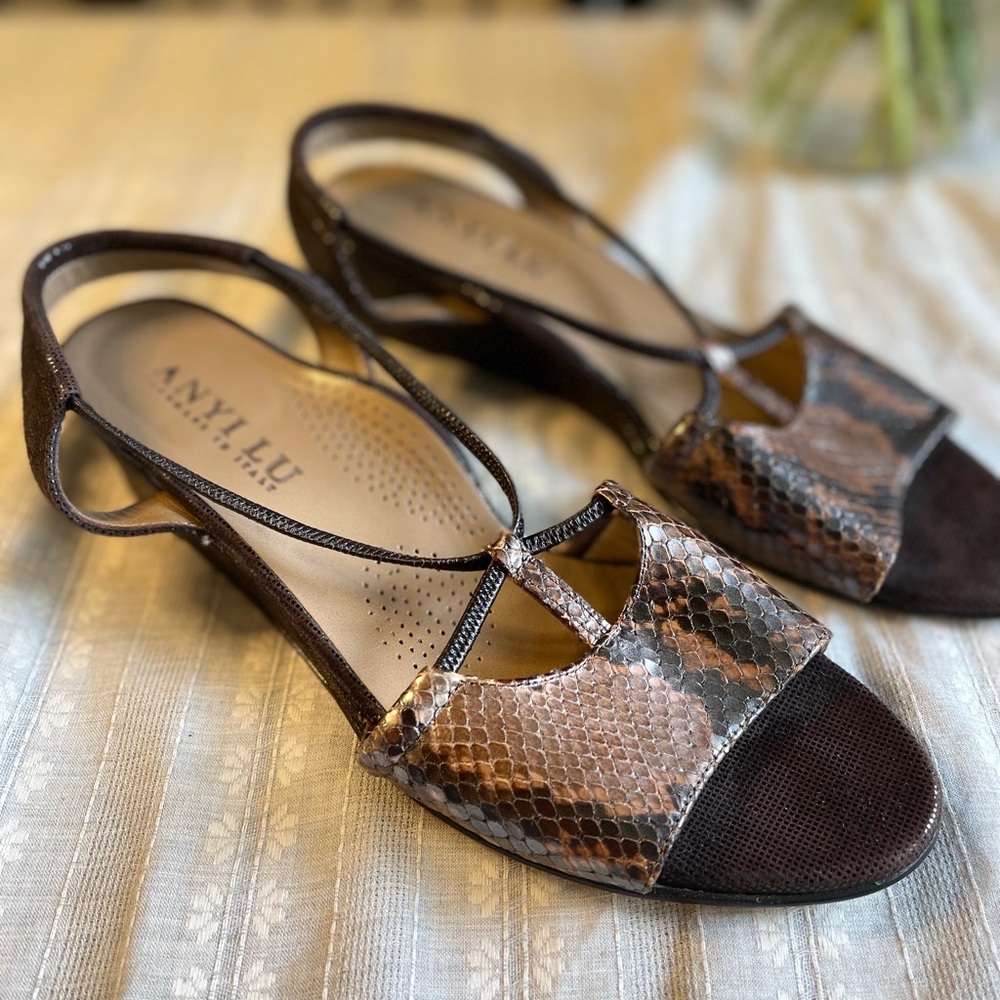 ANYI LU Snake Skin Sandals